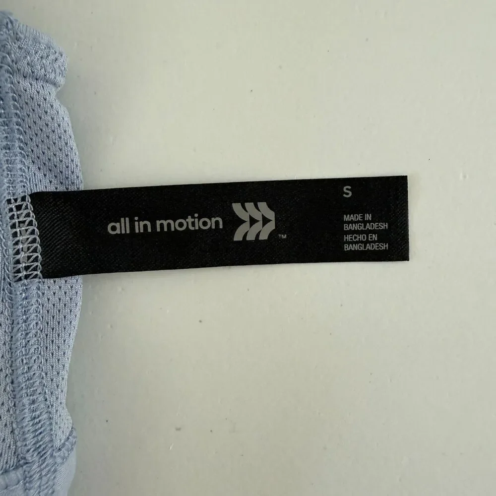 All In Motion Women's Light Blue Square Neck Criss Cross Sports Bra Size S Small